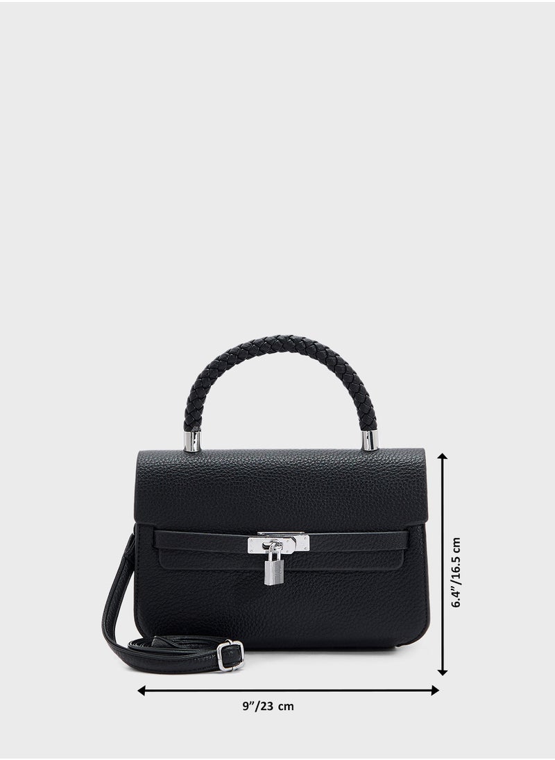 Braided Handle Satchel Bag