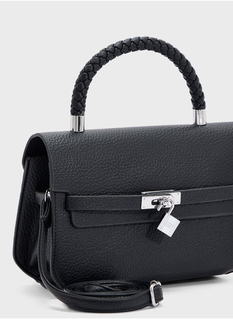 Braided Handle Satchel Bag