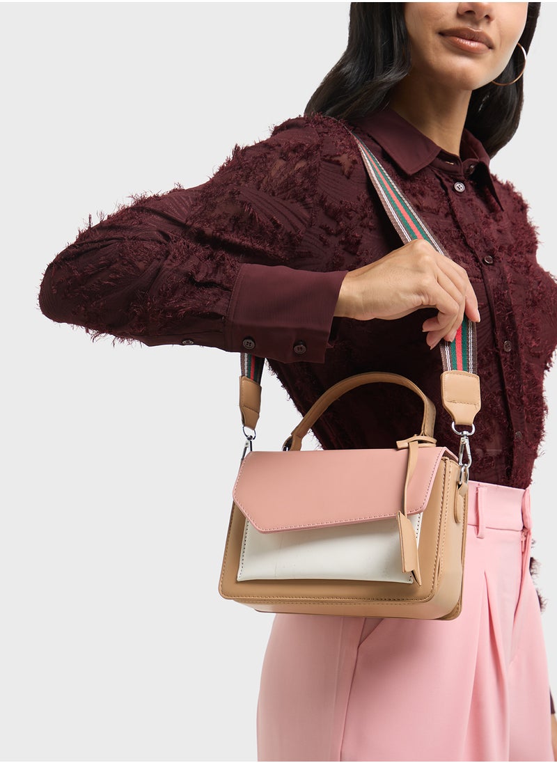 Color Block Satchel Bag