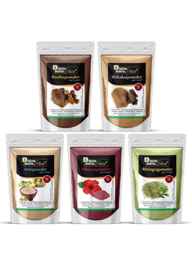 Online Quality Store Amla, Reetha, Shikakai, Bhringraj and Hibiscus Powder for Hair |hair mask for dry and frizzy hair |hair pack powder |hair pack combo |hair mask for smoothening hair,1400g