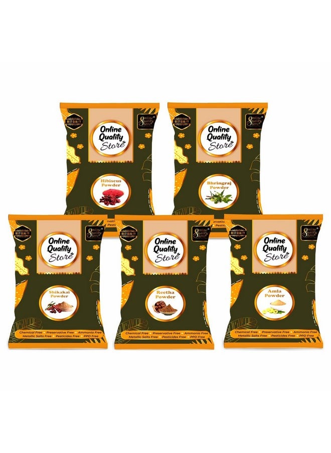 Online Quality Store Amla, Reetha, Shikakai, Bhringraj and Hibiscus Powder for Hair |hair mask for dry and frizzy hair |hair pack powder |hair pack combo |hair mask for smoothening hair,1400g