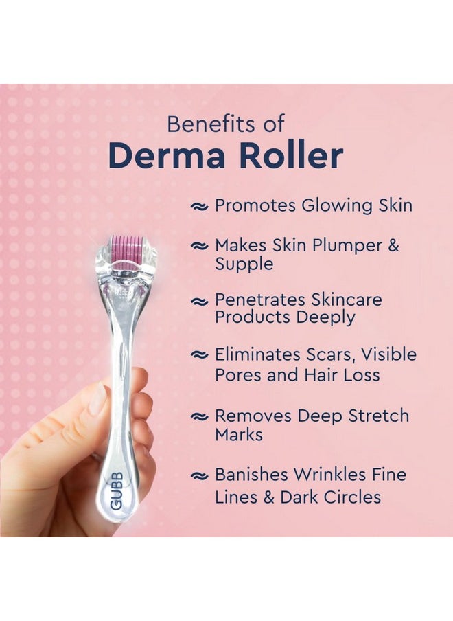Hair Growth Derma Roller 0.5 Mm - 540 Titanium Microneedles | Repairs Damaged Hair | Activates Hair Follicles | Reduces Hair Fall | Promotes Hair Thickening | Premium Quality | Effective Scalp Treatment Tool - Transparent Pink