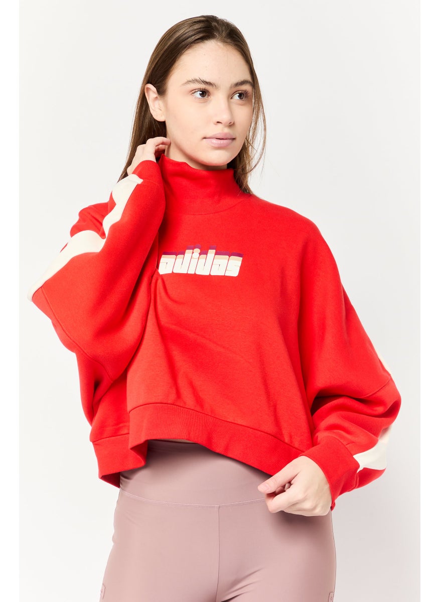 Women Sportswear Fit Long Sleeve Outdoor Hoodie, Red