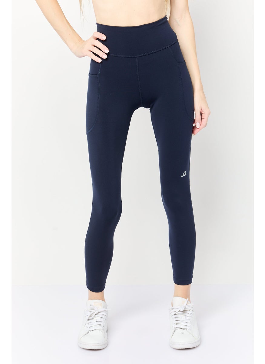 Women Tight Fit Running Leggings, Navy Blue