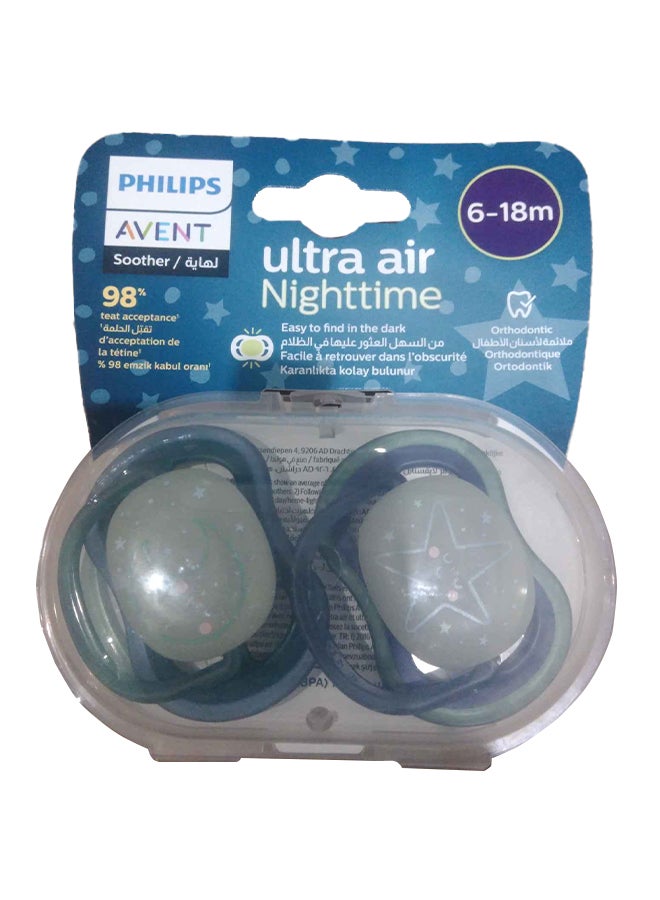 2 Pieces Ultra Air Night Pacifier, 6 - 18 Months