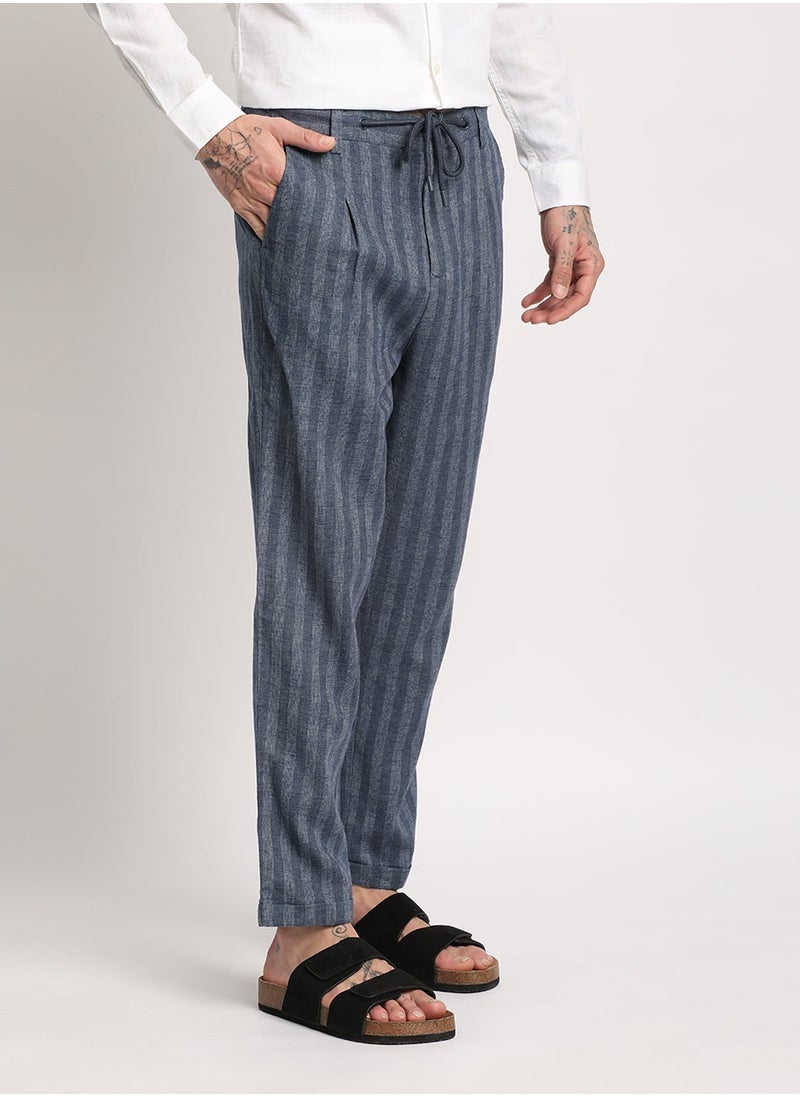 Men's Casual Trousers Oxford Blue, Relaxed Fit, Soft & Breathable Fabric, Elastic Waist, Stylish Everyday Wear, Versatile & Comfortable Bottoms for Any Occasion