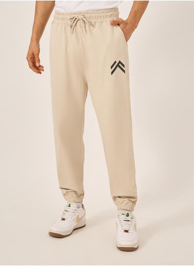 Mid Rise Oversized Joggers with Minimal Print