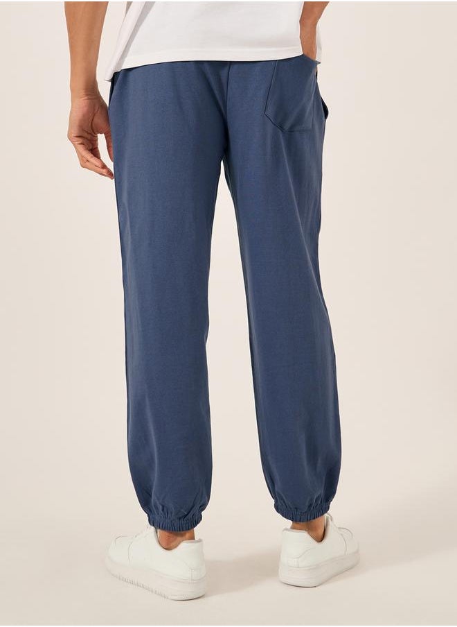 Embroidered Slogan Mid Rise Relaxed Fit Joggers