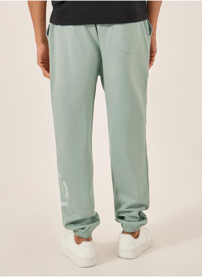 Placement Print Fleece Oversized Joggers