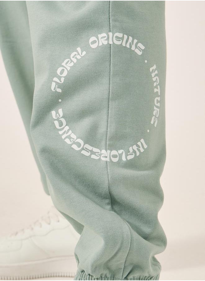 Placement Print Fleece Oversized Joggers