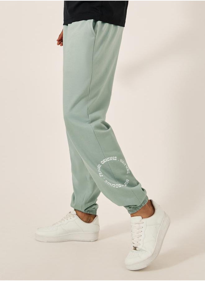 Placement Print Fleece Oversized Joggers