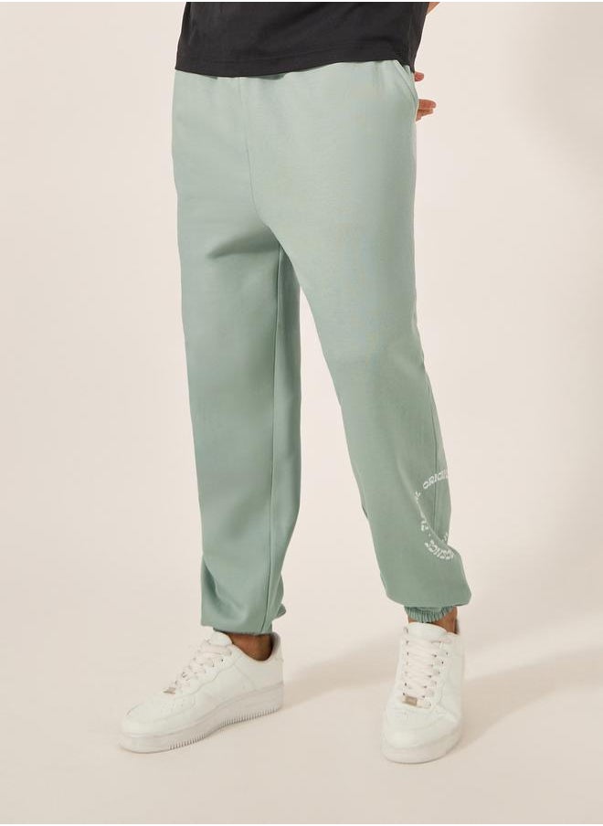 Placement Print Fleece Oversized Joggers