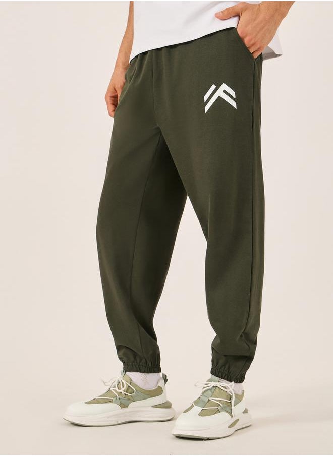Mid Rise Oversized Joggers with Minimal Print
