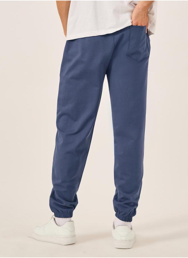 Slogan Print Oversized Fit Cotton Terry Joggers
