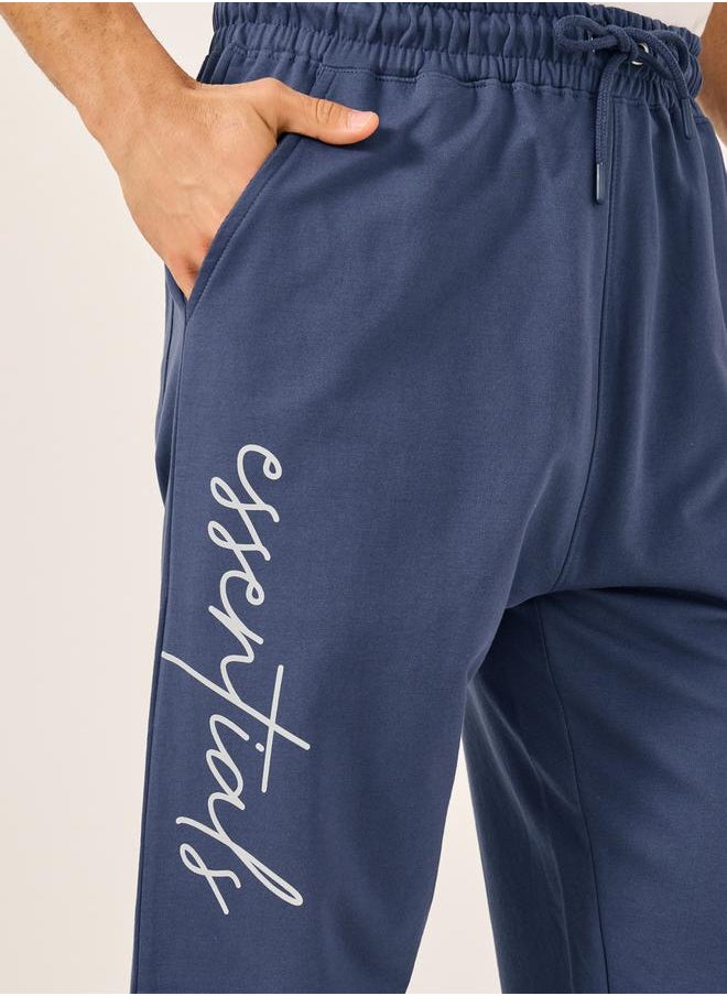 Slogan Print Oversized Fit Cotton Terry Joggers