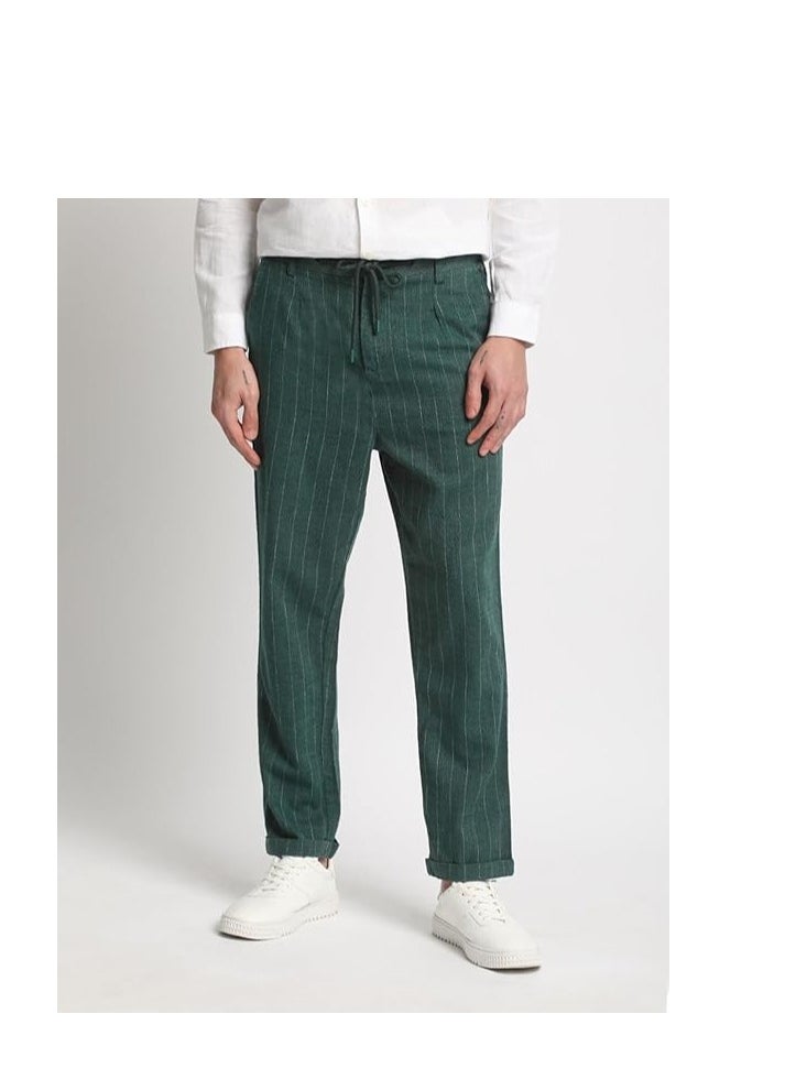 The Bear House Men's Casual Trousers  Green, Relaxed Fit, Soft & Breathable Fabric, Elastic Waist, Stylish Everyday Wear, Versatile & Comfortable Bottoms for Any Occasion  Size 28 to 40