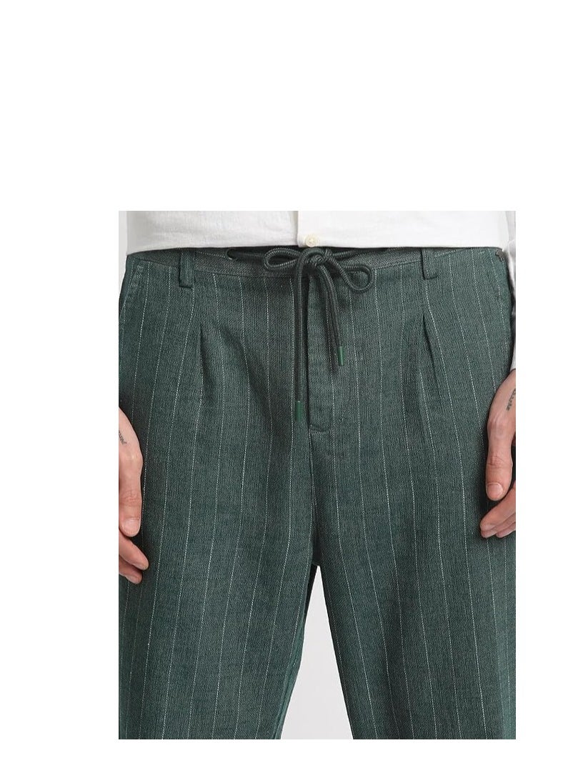 The Bear House Men's Casual Trousers  Green, Relaxed Fit, Soft & Breathable Fabric, Elastic Waist, Stylish Everyday Wear, Versatile & Comfortable Bottoms for Any Occasion  Size 28 to 40