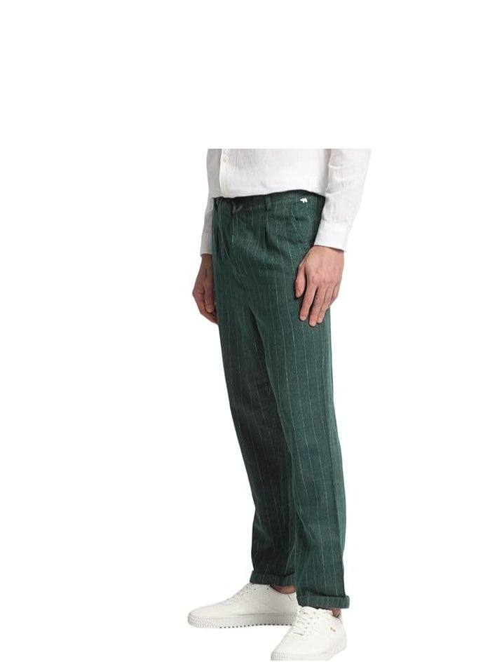 The Bear House Men's Casual Trousers  Green, Relaxed Fit, Soft & Breathable Fabric, Elastic Waist, Stylish Everyday Wear, Versatile & Comfortable Bottoms for Any Occasion  Size 28 to 40