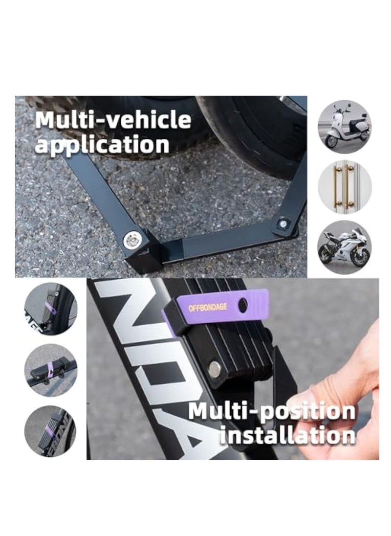 Folding Bike Lock with Mounting Bracket, Bicycle Locks, Bike Chain Lock, Heavy Duty Anti Theft with 360° Rotating Lock Head, Waterproof and Scratch Resistant Foldable, for Bike, Scooter, Motorcycle
