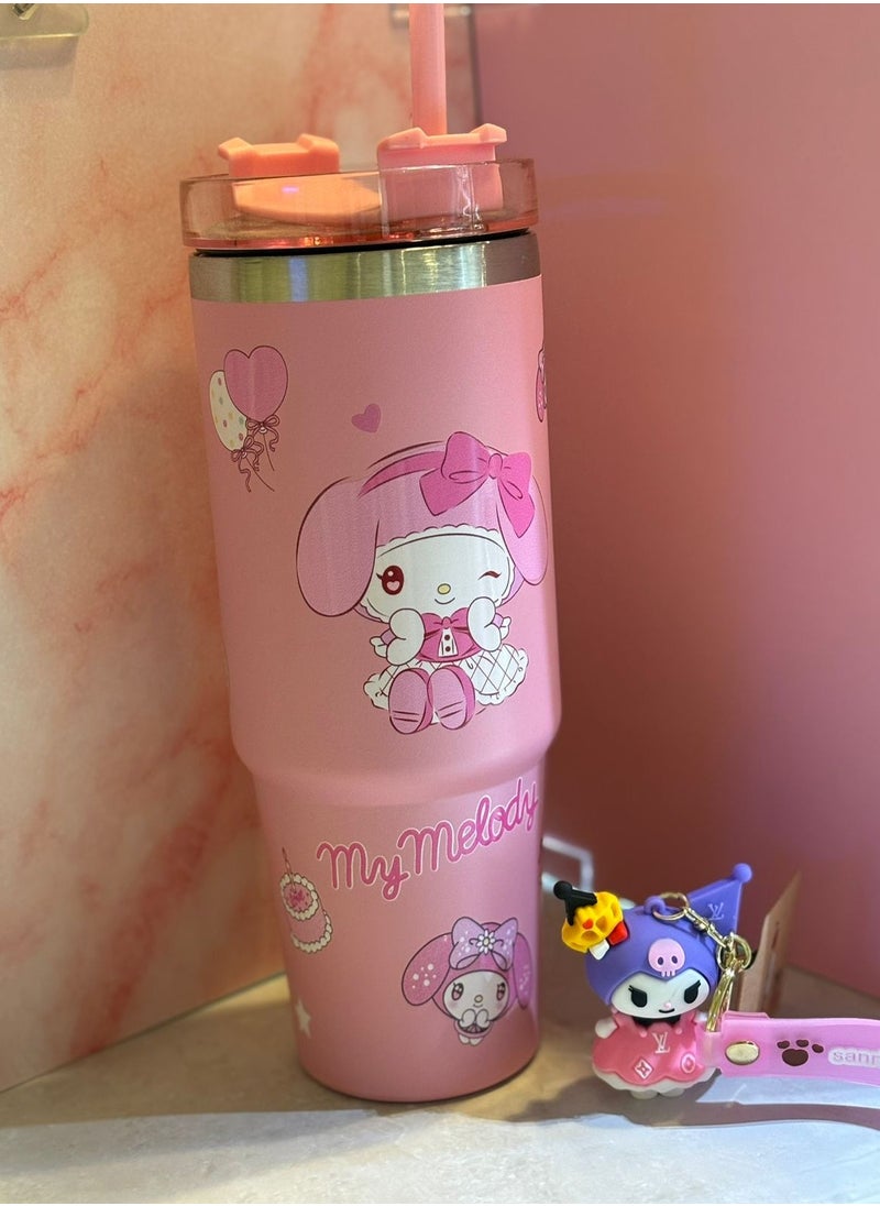My Melody Stainless Steel Tumbler with Free Kuromi Keychain