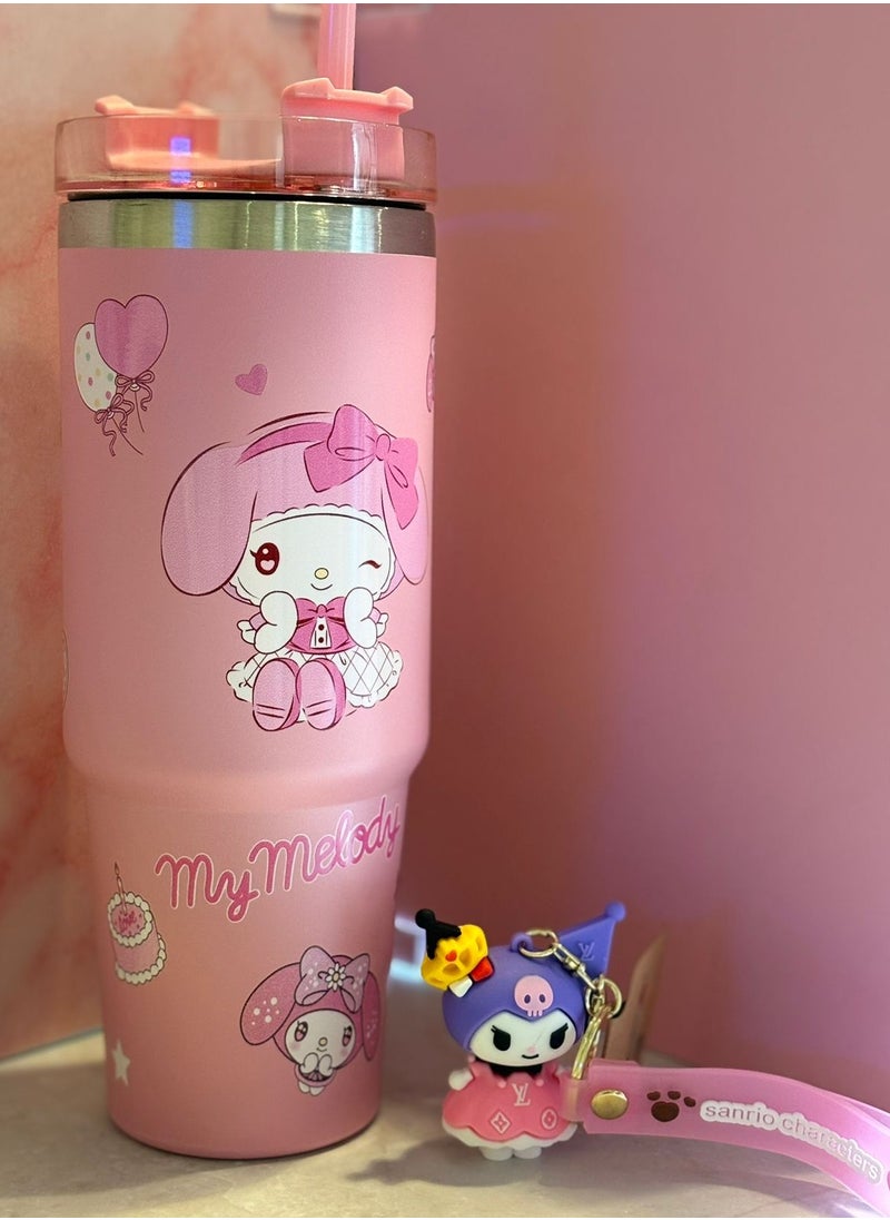 My Melody Stainless Steel Tumbler with Free Kuromi Keychain