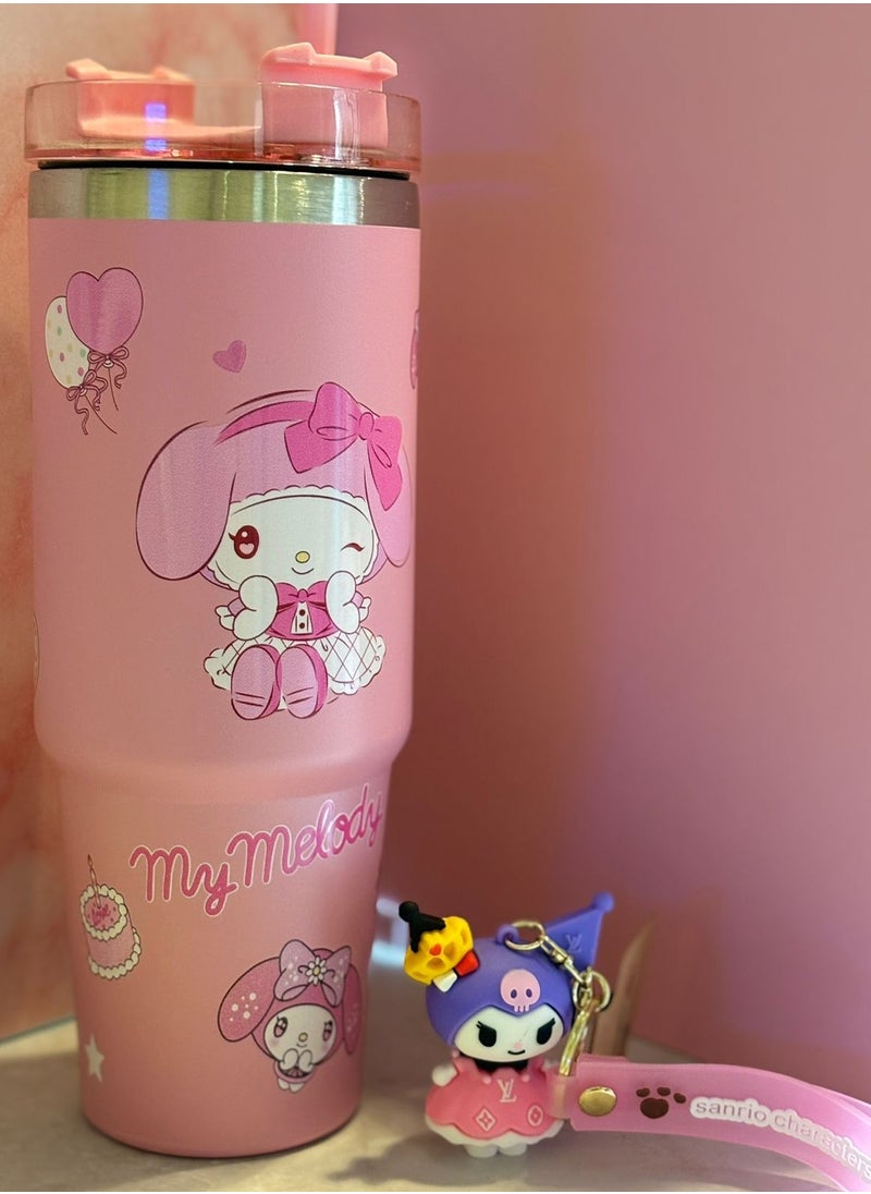 My Melody Stainless Steel Tumbler with Free Kuromi Keychain