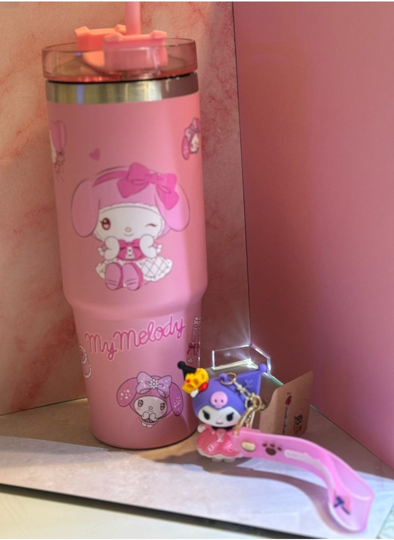 My Melody Stainless Steel Tumbler with Free Kuromi Keychain