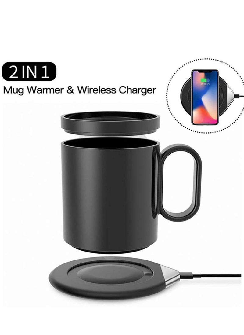 Electric Coffee Cup Warmer with Digital Touch Control for Tea, Water, Cocoa, Baby Food, and Milk - Desktop Heating Coaster in Black