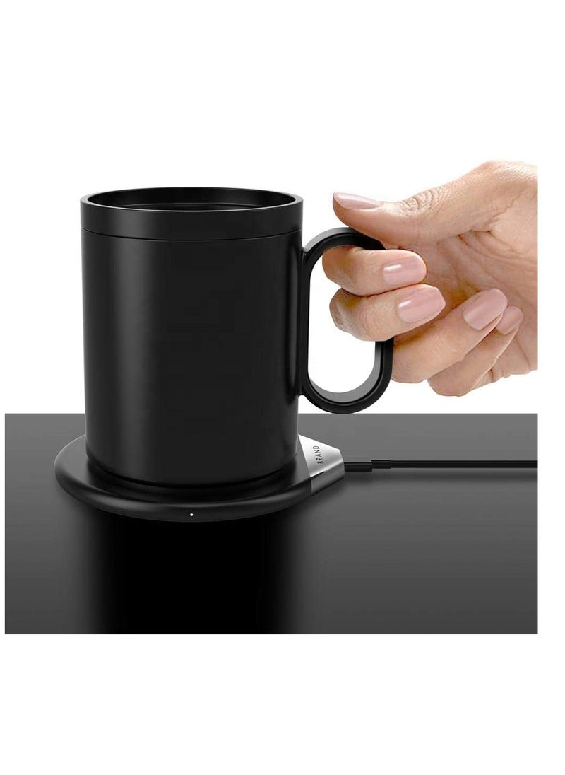 Electric Coffee Cup Warmer with Digital Touch Control for Tea, Water, Cocoa, Baby Food, and Milk - Desktop Heating Coaster in Black