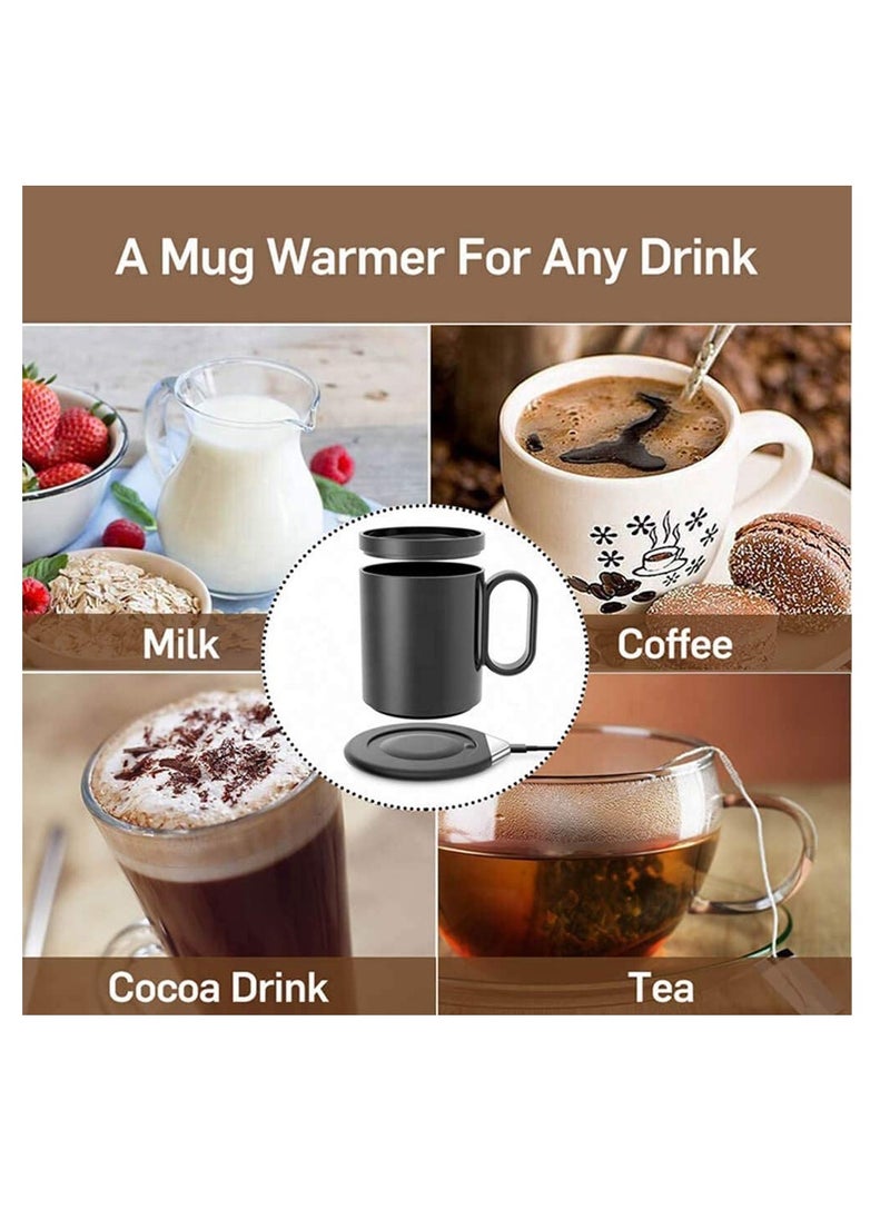 Electric Coffee Cup Warmer with Digital Touch Control for Beverages and Baby Food Desktop Heating Coaster in Black
