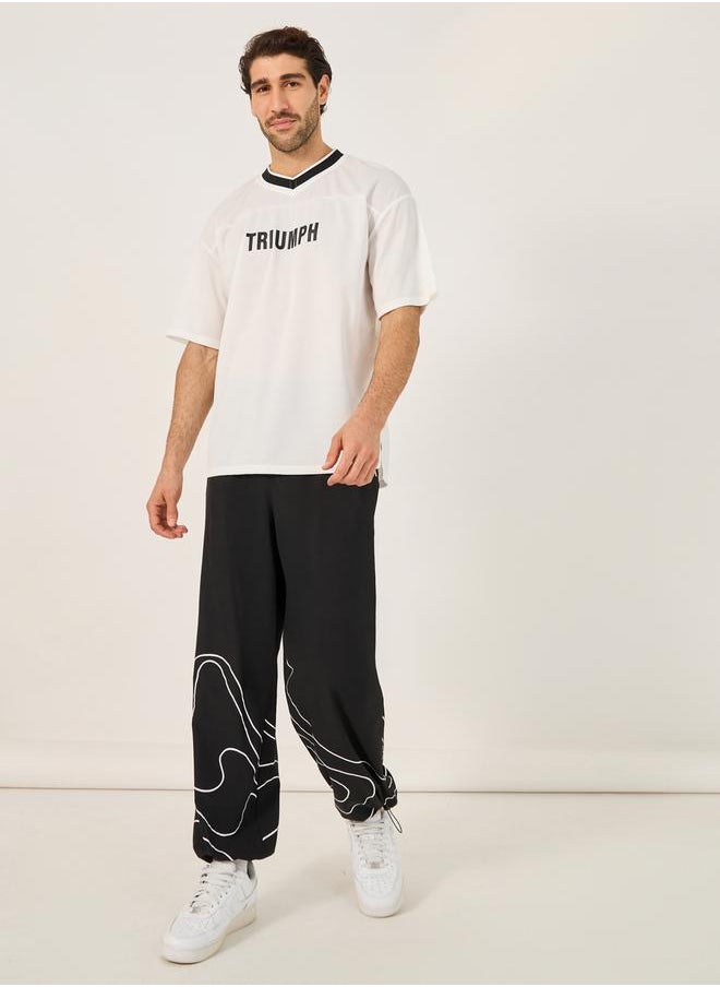 NASA Print Parachute Track Pants with Toggle Cuffed