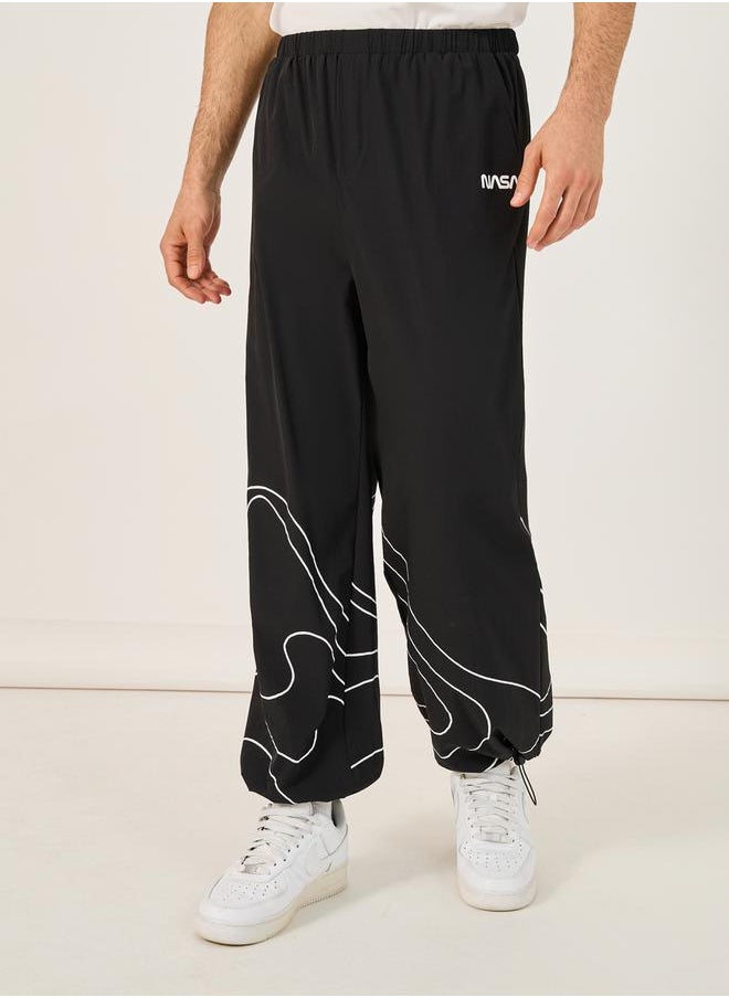 NASA Print Parachute Track Pants with Toggle Cuffed