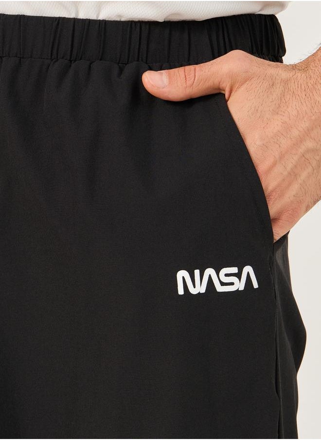 NASA Print Parachute Track Pants with Toggle Cuffed