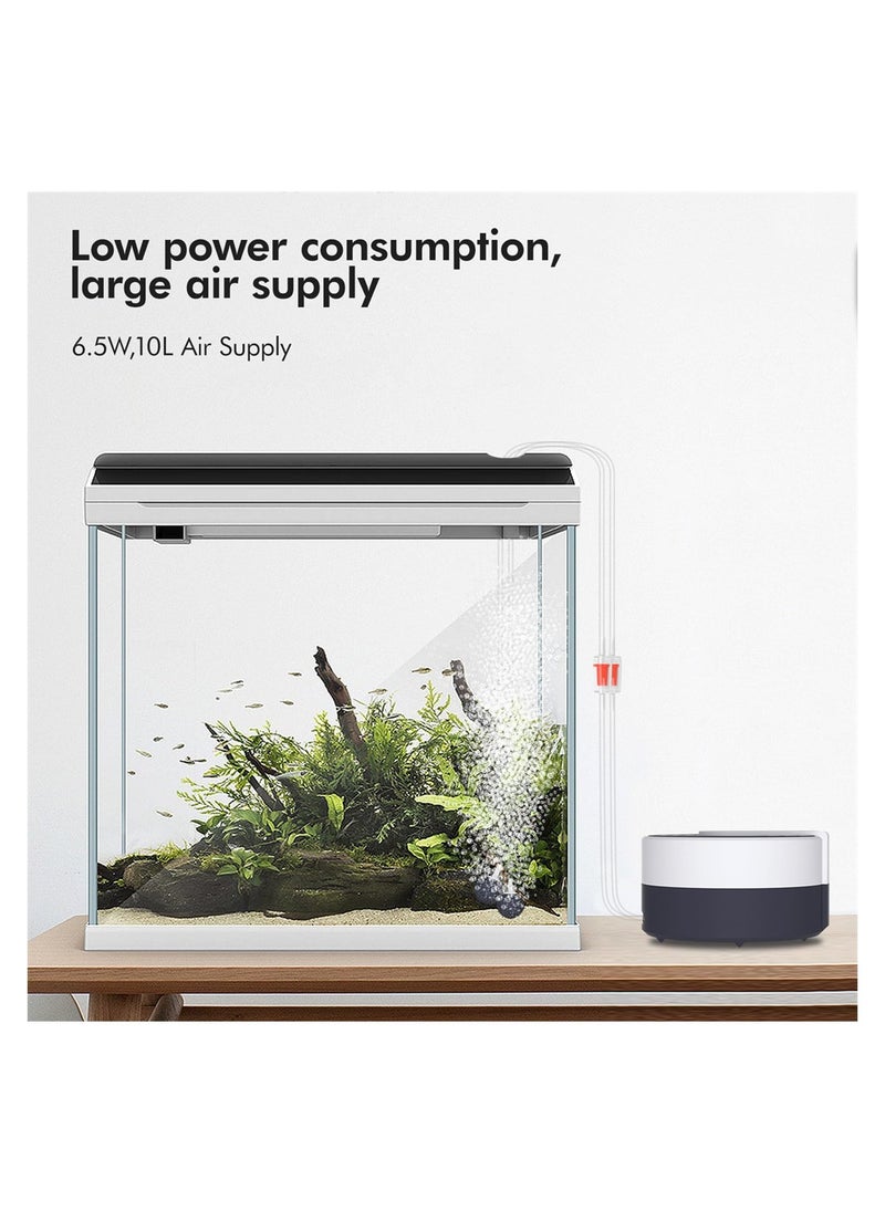 Rechargeable Ultra Quiet Aquarium Air Pump 65W Adjustable Modes 2 Outlets Powerful Aerator Provides Up to 10Lmin Oxygen Supply