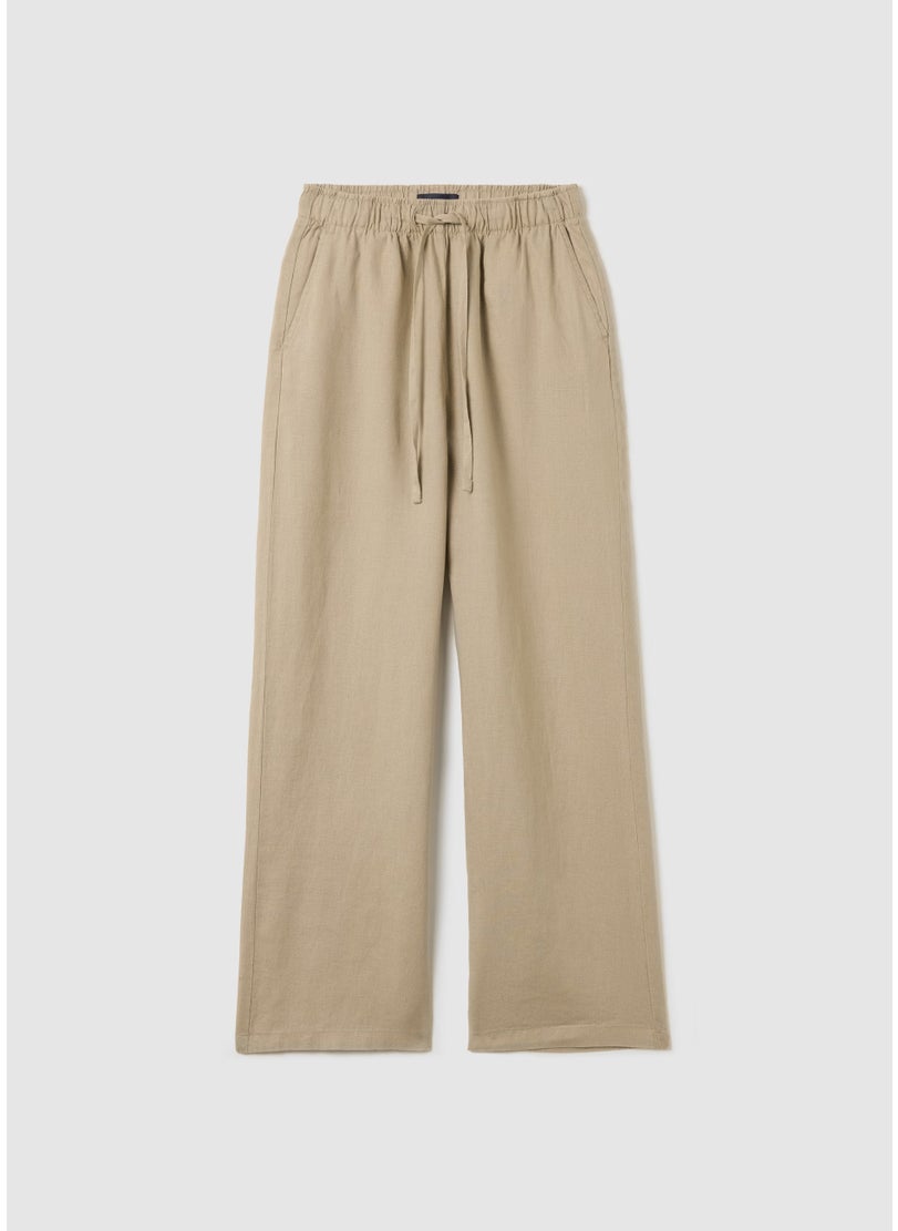 Beige Trousers With Elasticated Waist