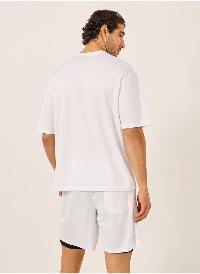 Minimal Printed Mesh T-Shirt and 2in1 Shorts Set