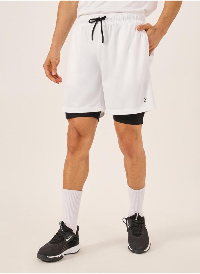 Minimal Printed Mesh T-Shirt and 2in1 Shorts Set