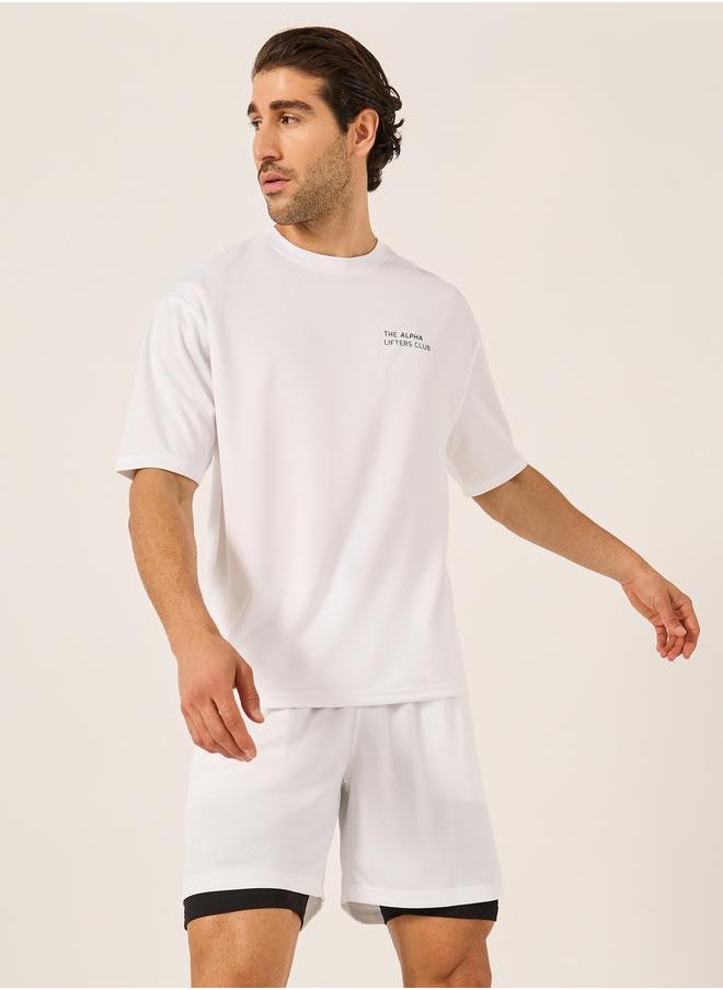 Minimal Printed Mesh T-Shirt and 2in1 Shorts Set