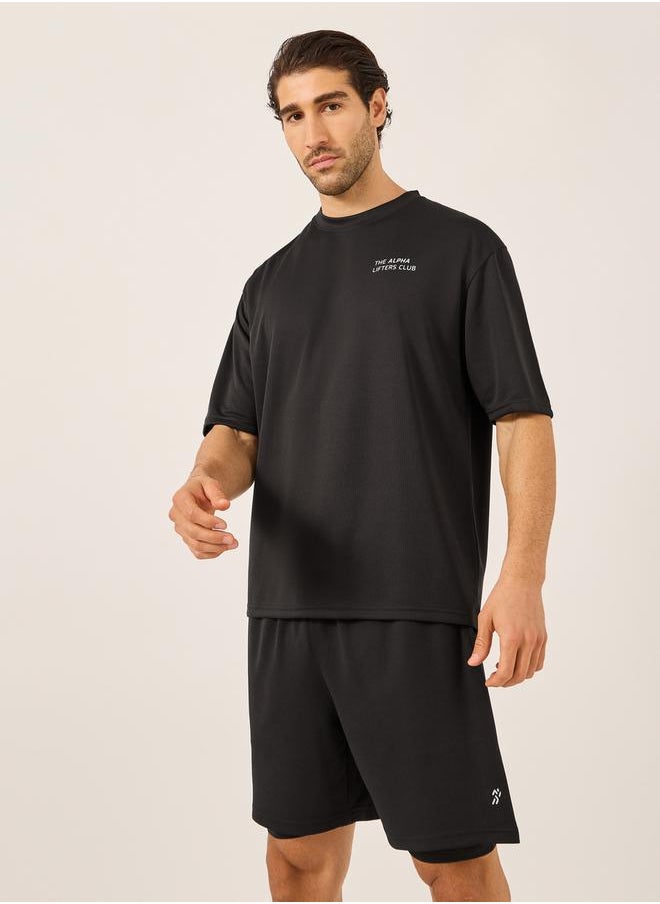 Minimal Printed Mesh T-Shirt and 2in1 Shorts Set