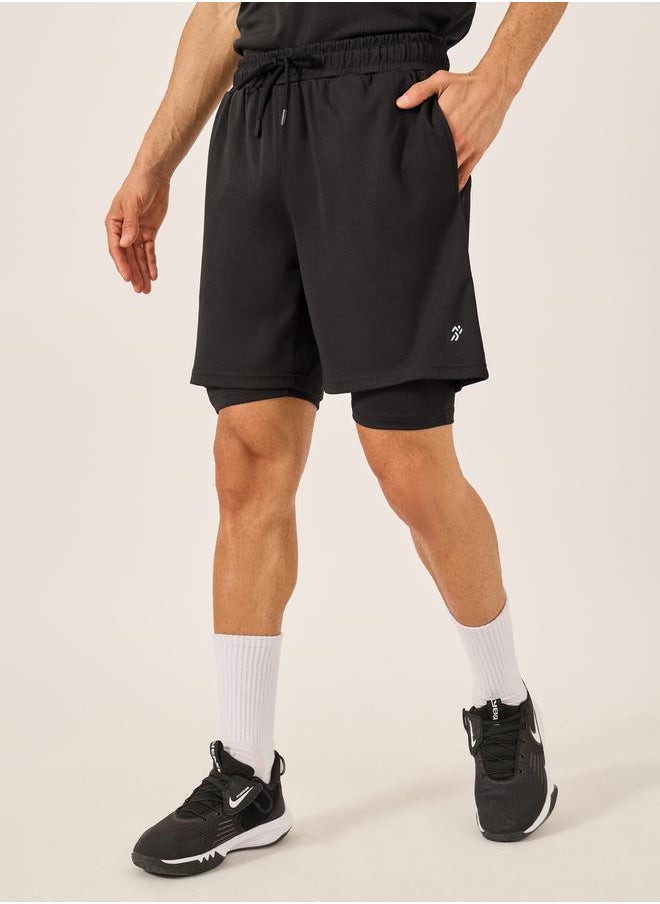 Minimal Printed Mesh T-Shirt and 2in1 Shorts Set