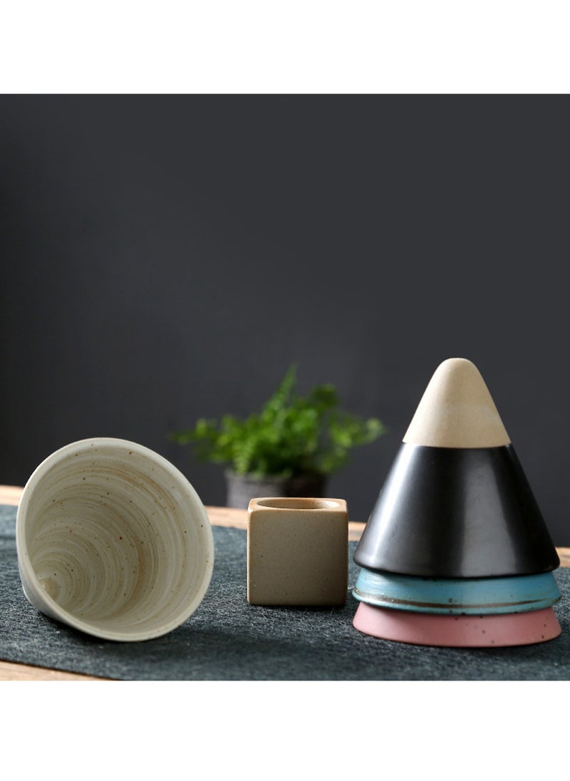 Tea Cups for Cooking Around The Stove, Japanese Stoneware Tea Cups, Cross-Border Hot-Selling Ceramic Mugs, Retro Water Cups, Cone-Shaped Coffee Cups (100ml-Pink)