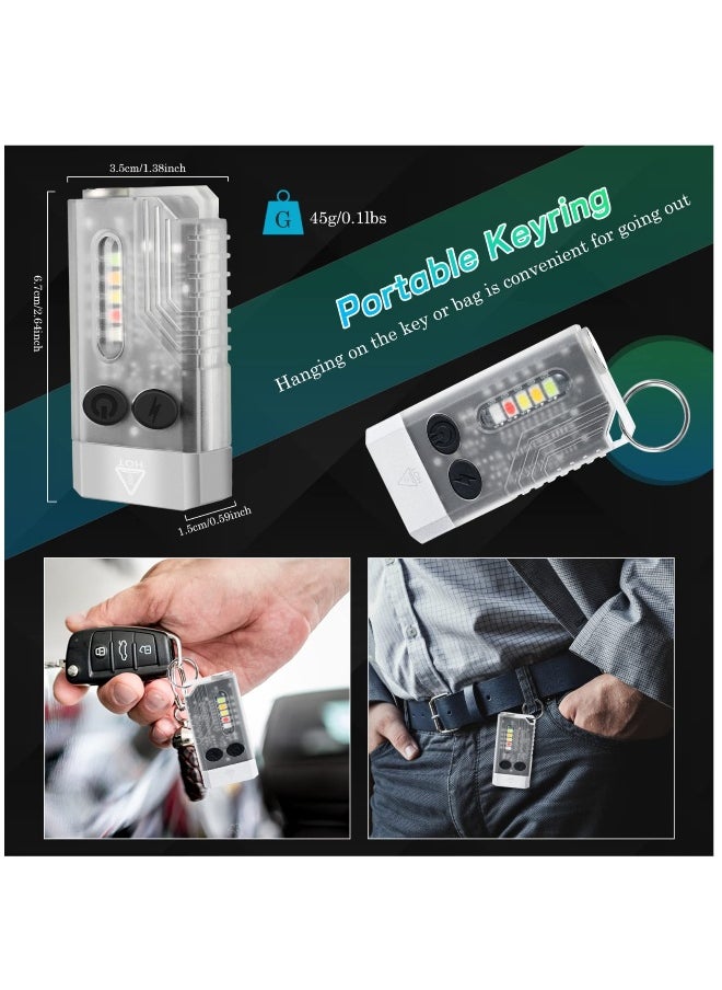 Rechargeable Mini LED Keychain Flashlight, 1000LM Powerful EDC Torch with 14 Modes, UV Light, Magnetic Tail, IPX4 Waterproof - Perfect for Camping, Hiking, and Emergencies.