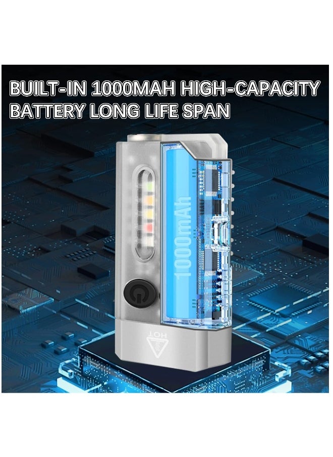 Rechargeable Mini LED Keychain Flashlight, 1000LM Powerful EDC Torch with 14 Modes, UV Light, Magnetic Tail, IPX4 Waterproof - Perfect for Camping, Hiking, and Emergencies.