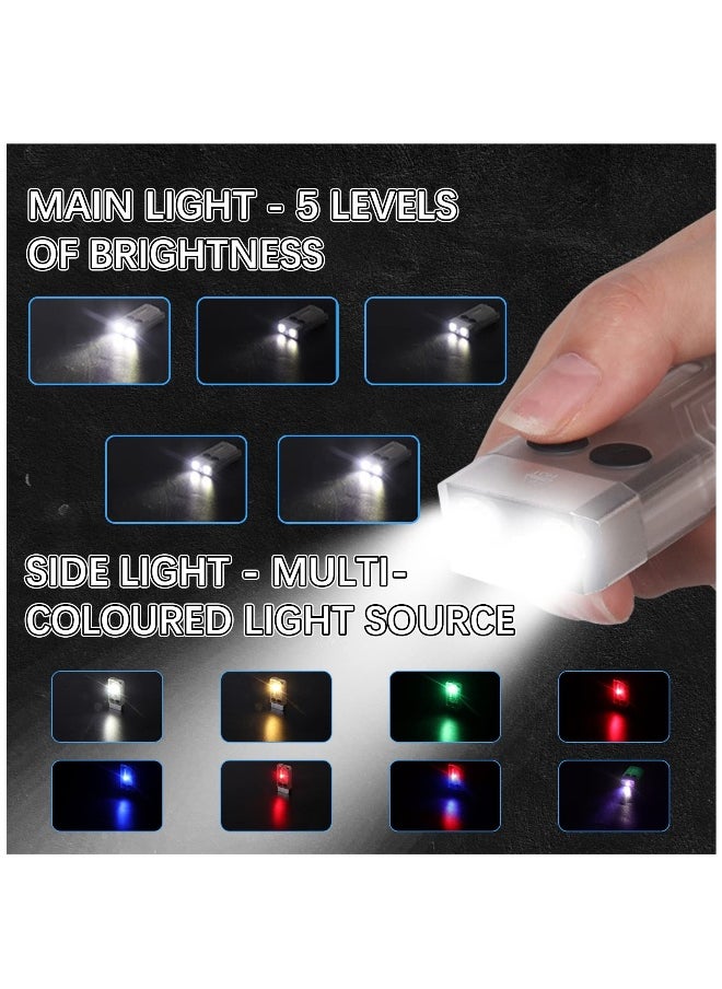 Rechargeable Mini LED Keychain Flashlight, 1000LM Powerful EDC Torch with 14 Modes, UV Light, Magnetic Tail, IPX4 Waterproof - Perfect for Camping, Hiking, and Emergencies.