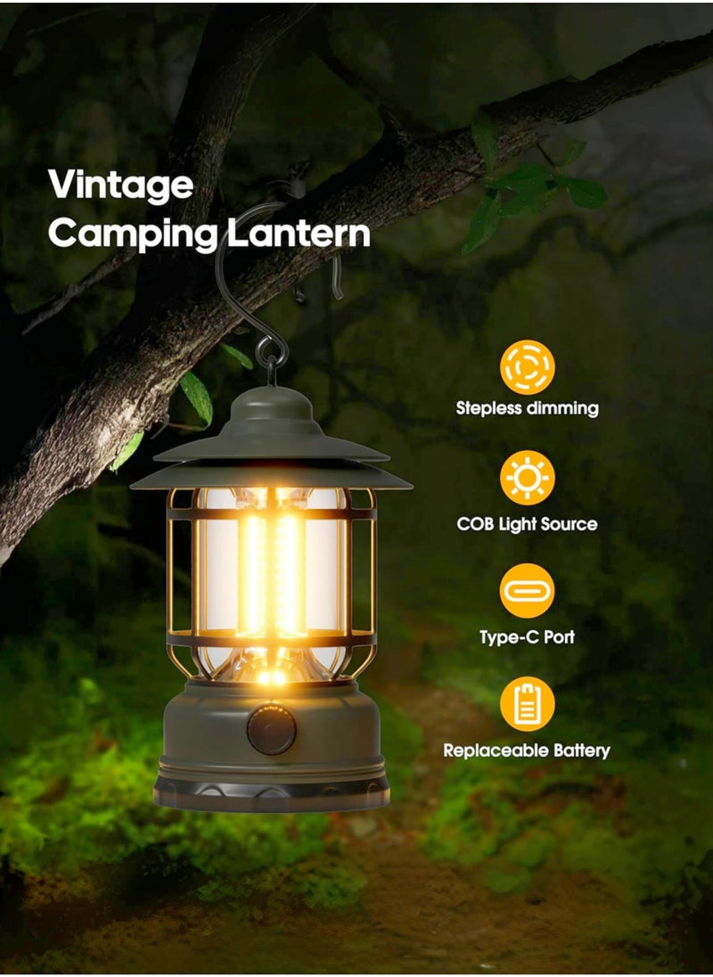 Rechargeable Camping Lantern with Adjustable Brightness & Hook for Outdoor Adventures, Hiking, Backpacking, Emergencies