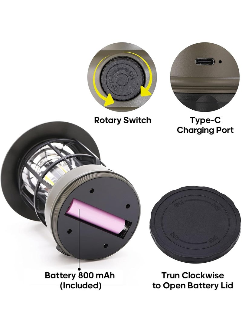 Rechargeable Camping Lantern with Adjustable Brightness & Hook for Outdoor Adventures, Hiking, Backpacking, Emergencies