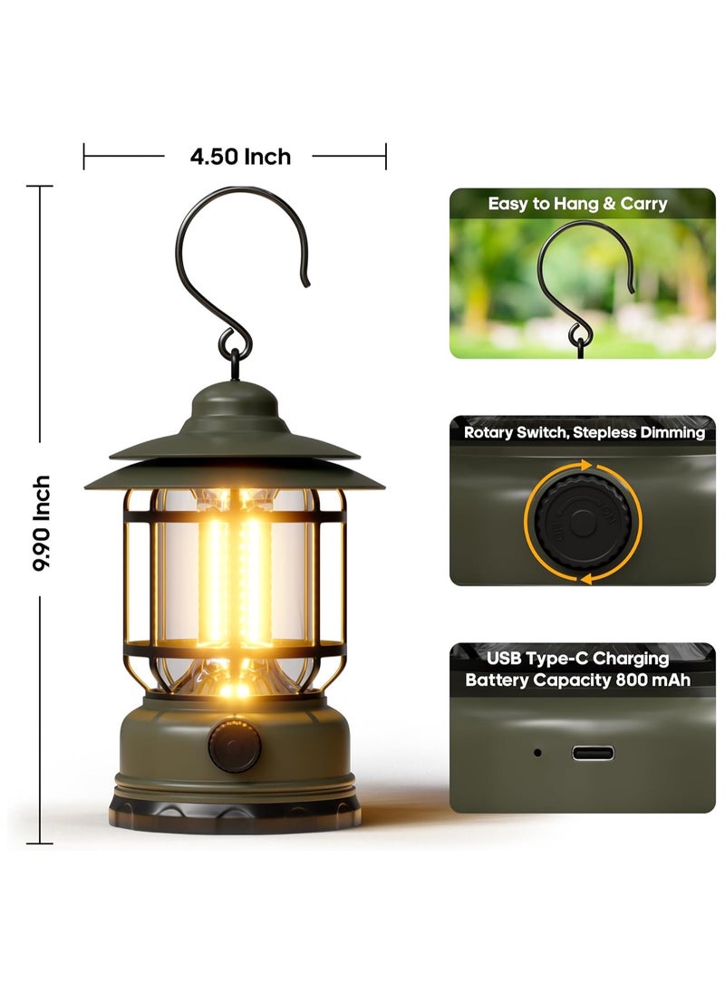 Rechargeable Camping Lantern with Adjustable Brightness & Hook for Outdoor Adventures, Hiking, Backpacking, Emergencies