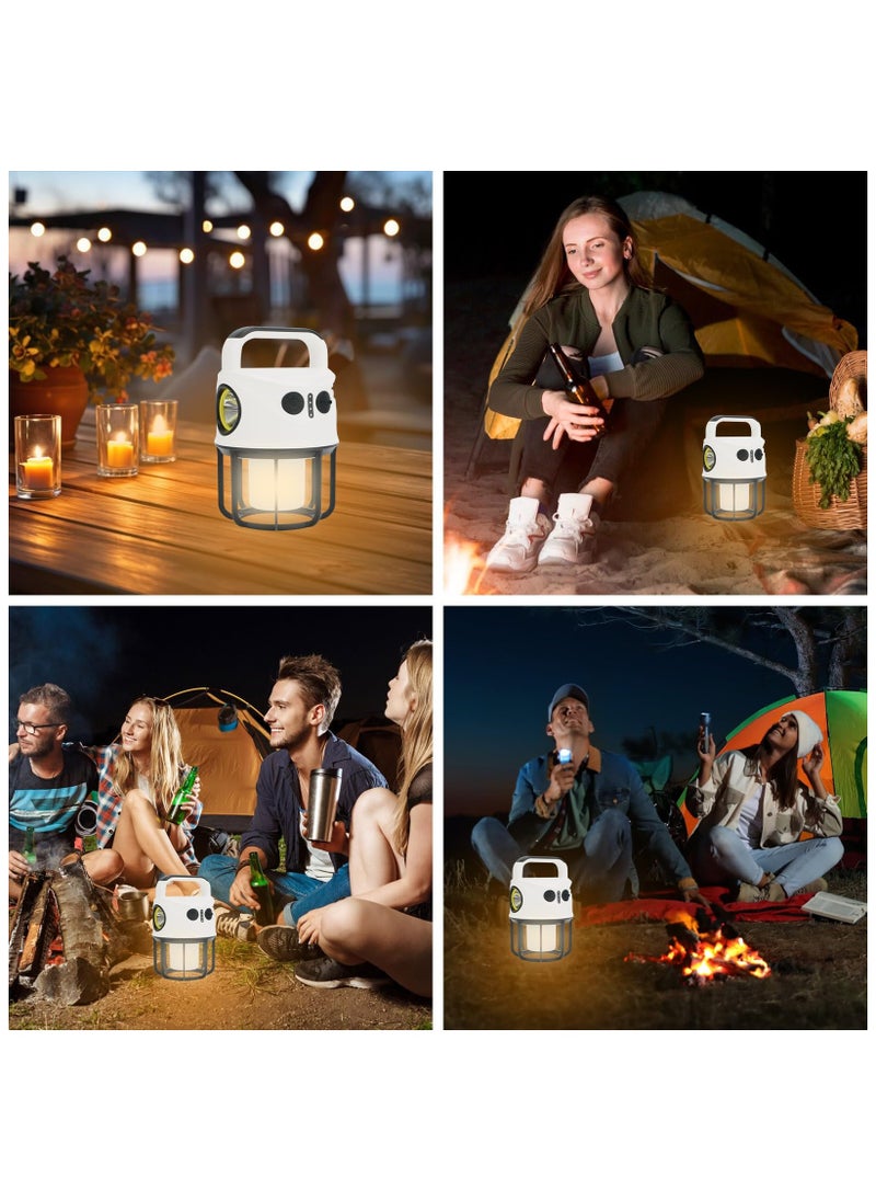 Camping Lantern with Flashlight Rechargeable, Power Bank, IPX4 Waterproof, Portable USB-C Cable LED Camping Tent Light for Power Outage, Spotlight, Camping, Hiking, Hurricane, Emergency