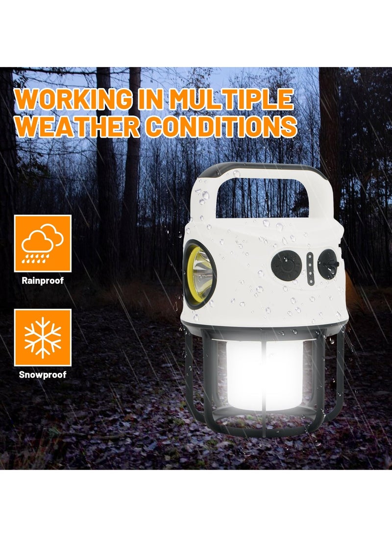 Camping Lantern with Flashlight Rechargeable, Power Bank, IPX4 Waterproof, Portable USB-C Cable LED Camping Tent Light for Power Outage, Spotlight, Camping, Hiking, Hurricane, Emergency