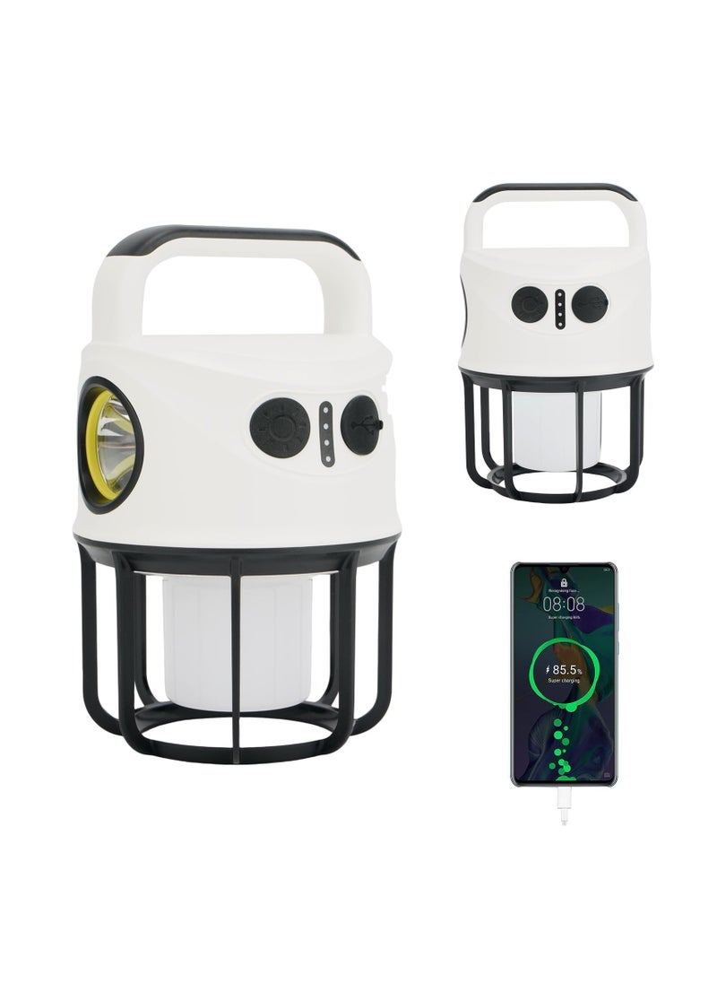 Camping Lantern with Flashlight Rechargeable, Power Bank, IPX4 Waterproof, Portable USB-C Cable LED Camping Tent Light for Power Outage, Spotlight, Camping, Hiking, Hurricane, Emergency